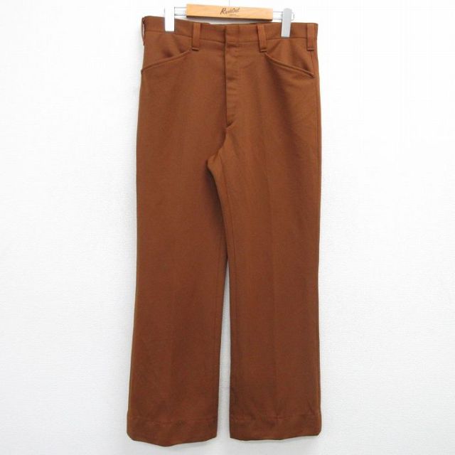 W32★古着 HAGGAR スラックス パンツ メンズ 80年代 80s USA製 茶 ブラウン 25mar07 中古 ボトムス ロング