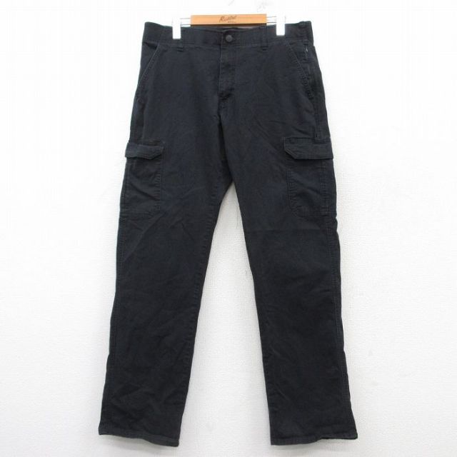 W35★古着 リー Lee カーゴ パンツ メンズ 黒 ブラック 25mar07 中古 ボトムス ロング