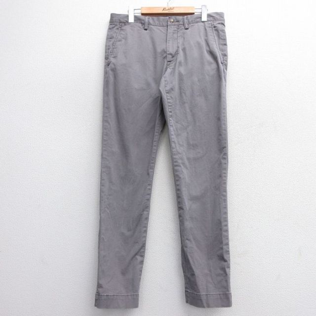W33★古着 ラルフローレン Ralph Lauren ブランド パンツ メンズ ワンポイントロゴ グレー系 25mar08 中古 ボトムス ロング