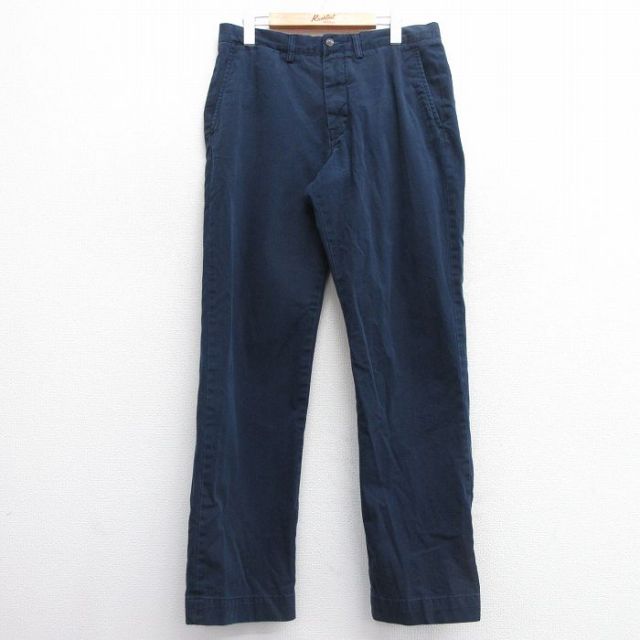 W32★古着 ラルフローレン Ralph Lauren ブランド パンツ メンズ ワンポイントロゴ コットン タロン 紺 ネイビー 25mar08 中古 ボトムス ロング