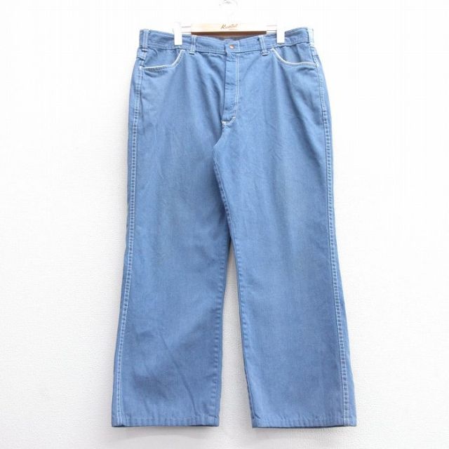 W37★古着 パンツ メンズ 80年代 80s タロン 紺 ネイビー 【spe】 25mar08 中古 ボトムス ロング