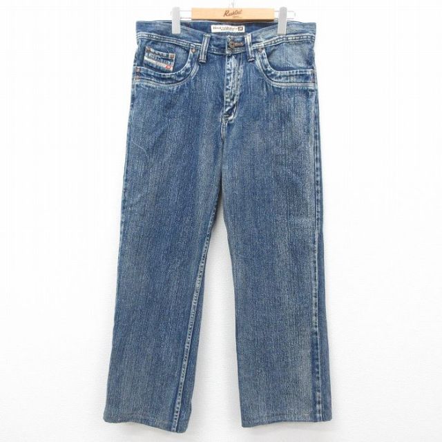 【50%OFF】W34★古着 ジーンズ メンズ コットン 紺 ネイビー デニム 25mar08 中古 ボトムス ジーパン Gパン ロング パンツ