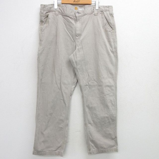 W39★古着 カーハート Carhartt パンツ メンズ 大きいサイズ ダック地 ベージュ カーキ 25mar08 中古 ボトムス ロング