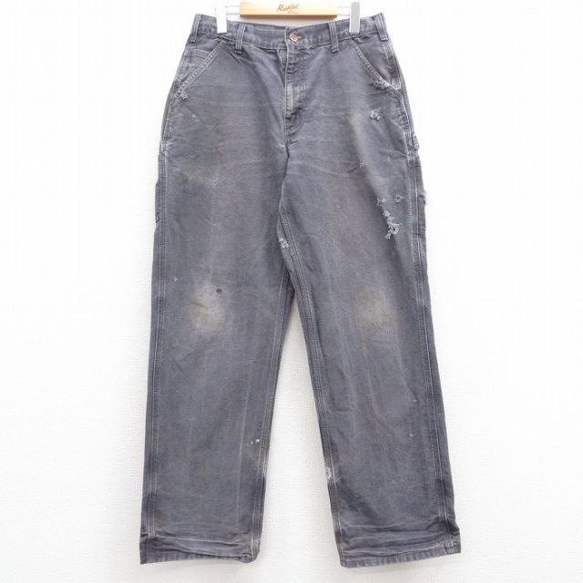 W32★古着 カーハート Carhartt ペインター パンツ メンズ ダック地 コットン 濃グレー 【spe】 25mar08 中古 ボトムス ロング