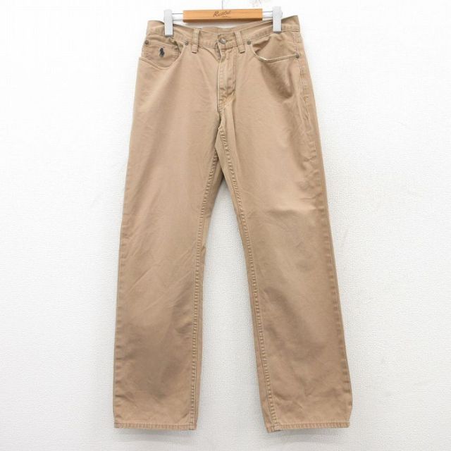 W30★古着 ラルフローレン Ralph Lauren ブランド ジーンズ メンズ ワンポイントロゴ コットン ベージュ カーキ デニム 25mar10 中古 ボトムス ジーパン Gパン ロング パンツ