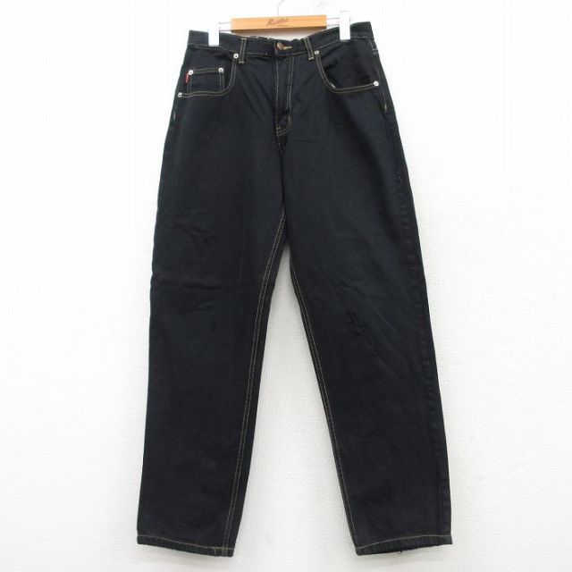 【50%OFF】W31★古着 ビューグルボーイ ジーンズ メンズ 90年代 90s コットン 黒 ブラック 25mar10 中古 ボトムス ジーパン Gパン ロング パンツ