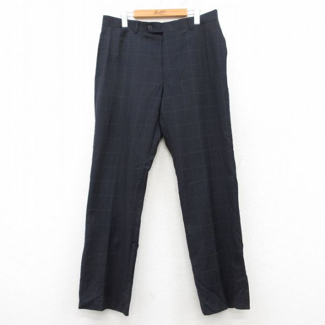 【50%OFF】W34★古着 トミーヒルフィガー TOMMY HILFIGER ブランド スラックス パンツ メンズ 濃紺他 ネイビー チェック 25mar10 中古 ボトムス ロング