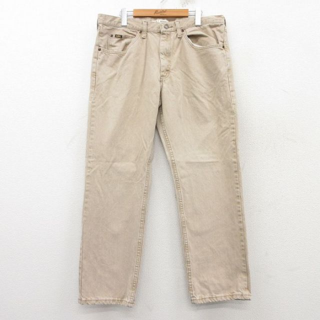 W36★古着 リー Lee ジーンズ メンズ コットン ベージュ カーキ デニム 25mar10 中古 ボトムス ジーパン Gパン ロング パンツ