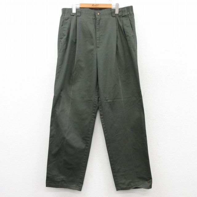 W36★古着 HAGGAR パンツ メンズ 90年代 90s コットン USA製 緑 グリーン 25mar10 中古 ボトムス ロング