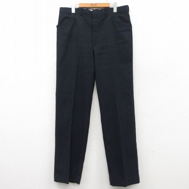 W37★古着 HAGGAR スラックス パンツ メンズ 80年代 80s 黒 ブラック 25mar10 中古 ボトムス ロング