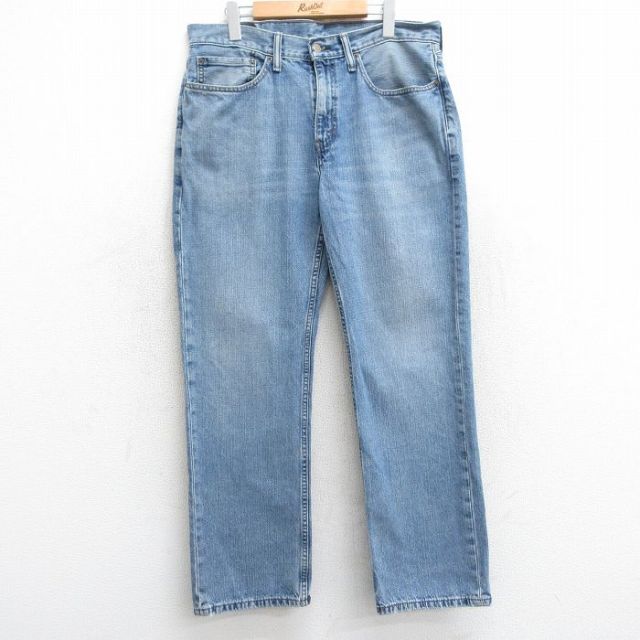 W35★古着 リーバイス Levis 514 ジーンズ メンズ ヒゲ コットン 紺 ネイビー デニム 25mar10 中古 ボトムス ジーパン Gパン ロング パンツ
