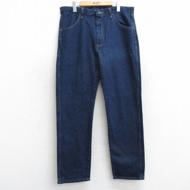W36★古着 ラスラー ジーンズ メンズ コットン 濃紺 ネイビー デニム 25mar10 中古 ボトムス ジーパン Gパン ロング パンツ
