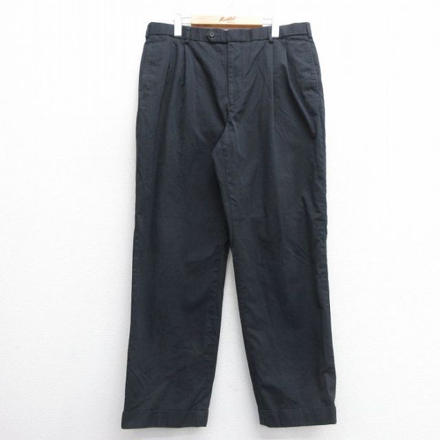W38★古着 ブルックスブラザーズ BROOKS BROTHERS ブランド パンツ メンズ コットン 黒 ブラック 25mar10 中古 ボトムス ロング