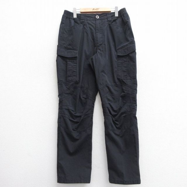 W34★古着 カーゴ パンツ メンズ リップストップ 濃紺 ネイビー 25mar10 中古 ボトムス ロング