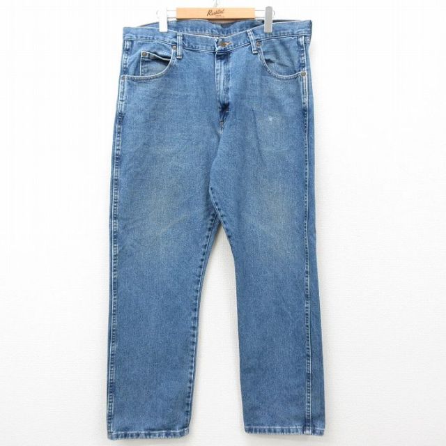 W38★古着 ラングラー Wrangler ジーンズ メンズ コットン 紺 ネイビー デニム 25mar11 中古 ボトムス ジーパン Gパン ロング パンツ
