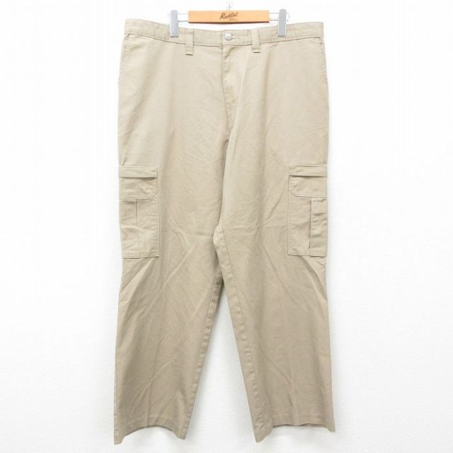 W38★古着 ディッキーズ Dickies ワーク カーゴ パンツ メンズ ベージュ カーキ 25mar11 中古 ボトムス ロング