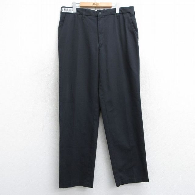 【50%OFF】W37★古着 ワーク パンツ メンズ UniFirst 黒 ブラック 25mar11 中古 ボトムス ロング