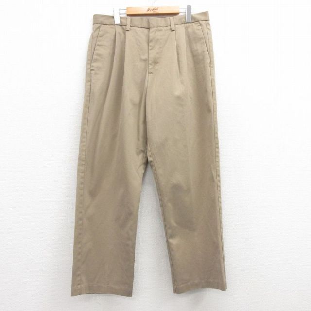 W34★古着 ドッカーズ スラックス パンツ メンズ コットン ベージュ系 カーキ 25mar11 中古 ボトムス ロング