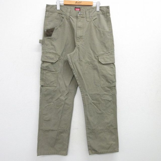 W34★古着 ラングラー Wrangler ペインター カーゴ パンツ メンズ コットン 緑系 グリーン 25mar12 中古 ボトムス ロング