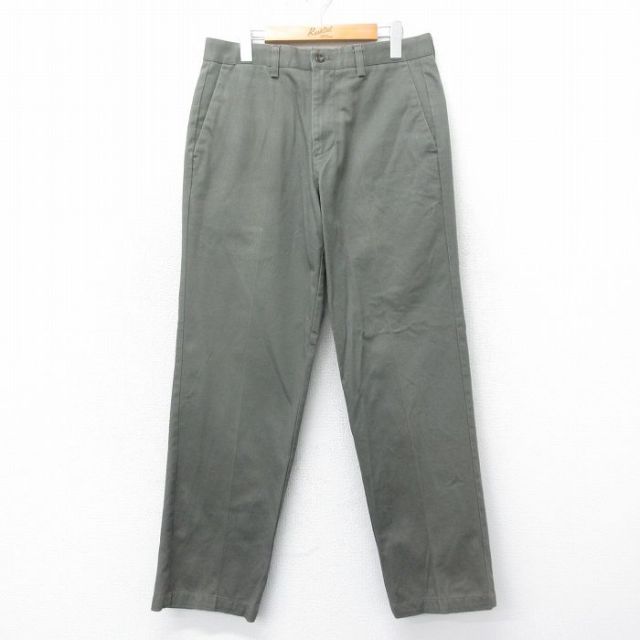 W32★古着 ドッカーズ パンツ メンズ コットン 濃緑 グリーン 25mar12 中古 ボトムス ロング