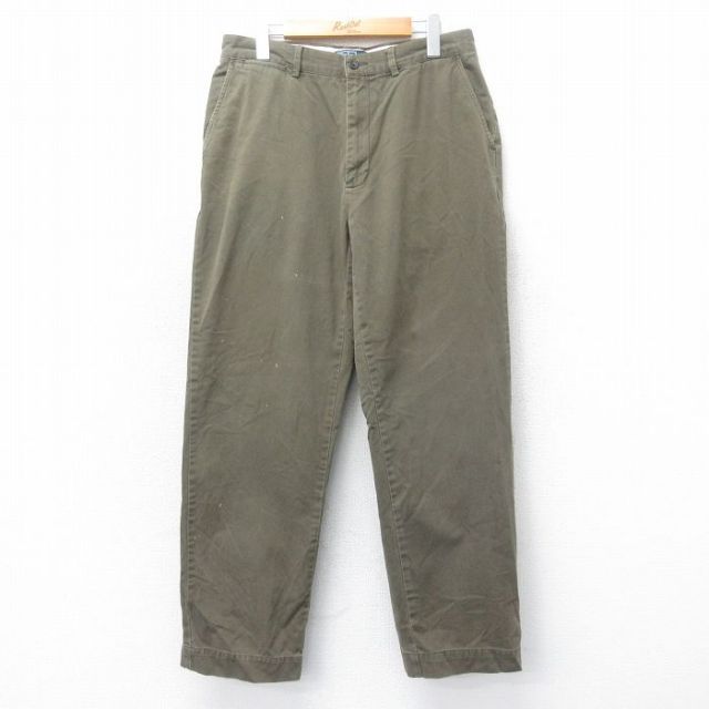 W32★古着 ラルフローレン Ralph Lauren ブランド チノ パンツ チノパン メンズ 90年代 90s コットン 濃緑 グリーン 25mar12 中古 ボトムス ロング