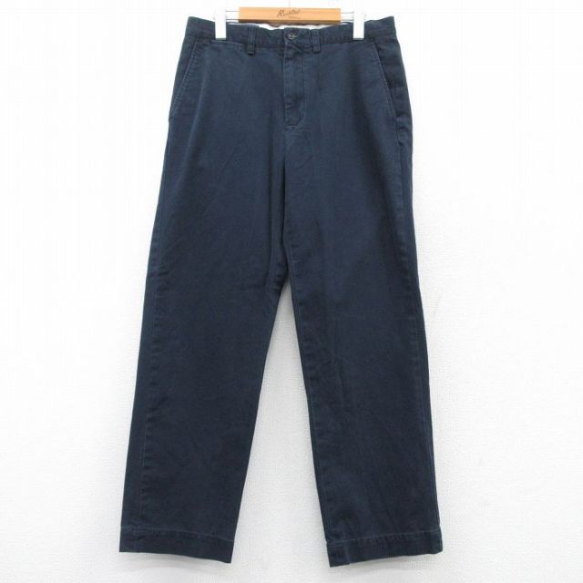 W32★古着 ラルフローレン Ralph Lauren ブランド チノ パンツ チノパン メンズ 90年代 90s ワンポイントロゴ コットン 紺 ネイビー 25mar12 中古 ボトムス ロング