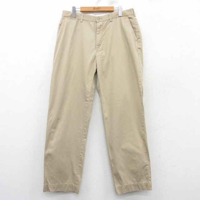 W34★古着 ラルフローレン Ralph Lauren ブランド チノ パンツ チノパン メンズ 90年代 90s コットン ベージュ系 カーキ 25mar12 中古 ボトムス ロング