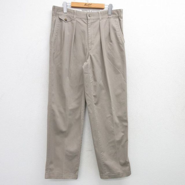 W34★古着 パンツ メンズ 00年代 00s コットン ベージュ カーキ 25mar13 中古 ボトムス ロング