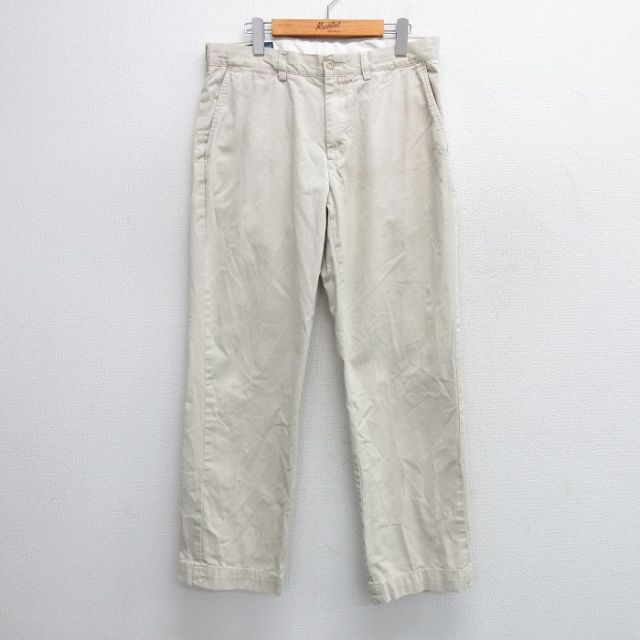 W31★古着 ラルフローレン Ralph Lauren ブランド チノ パンツ チノパン メンズ 90年代 90s ワンポイントロゴ コットン 薄ベージュ カーキ 25mar13 中古 ボトムス ロング