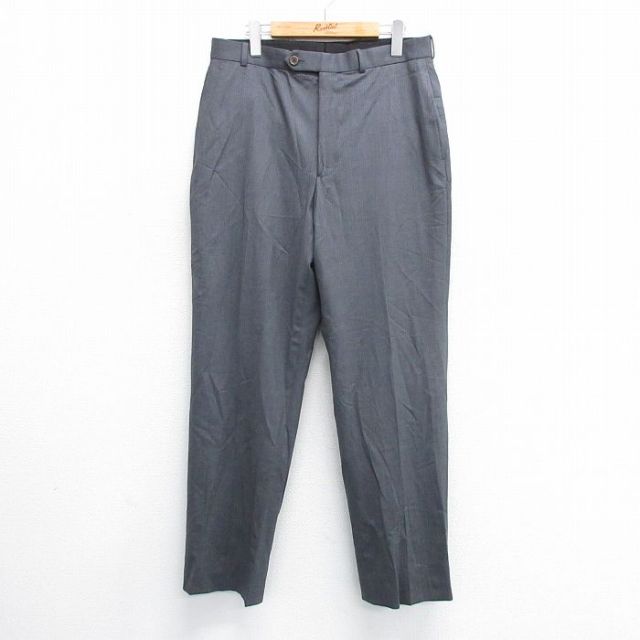 W32★古着 ブルックスブラザーズ BROOKS BROTHERS ブランド パンツ メンズ ウール 濃グレー他 ストライプ 25mar13 中古 ボトムス ロング