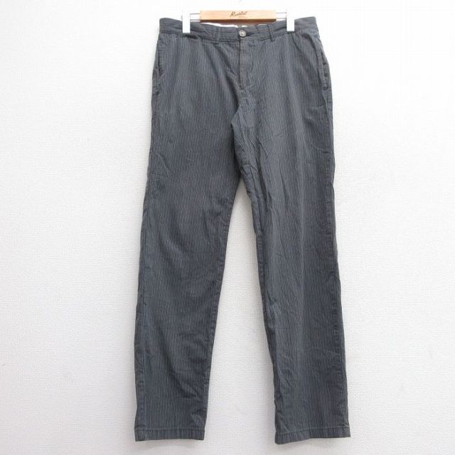 【50%OFF】W32★古着 トミーヒルフィガー TOMMY HILFIGER ブランド パンツ メンズ ワンポイントロゴ コットン 濃グレー 25mar13 中古 ボトムス ロング