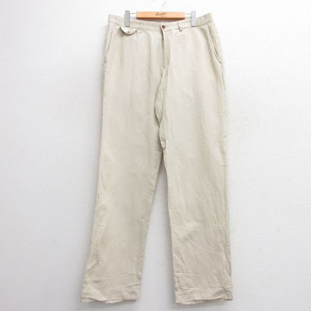 W34★古着 ラルフローレン Ralph Lauren ブランド パンツ メンズ リネン ベージュ カーキ 25mar13 中古 ボトムス ロング