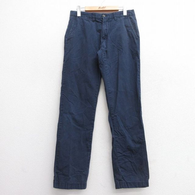 【50%OFF】W30★古着 トミーヒルフィガー TOMMY HILFIGER ブランド パンツ メンズ ワンポイントロゴ コットン 紺 ネイビー 25mar13 中古 ボトムス ロング