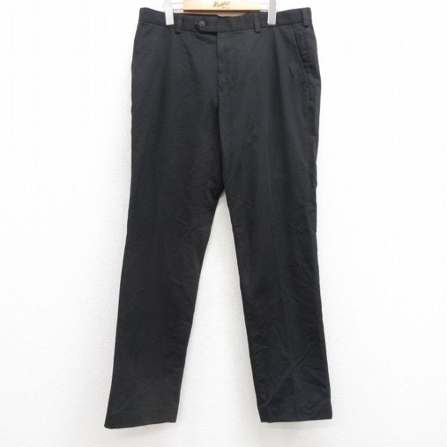 W35★古着 ブルックスブラザーズ BROOKS BROTHERS ブランド スラックス パンツ メンズ コットン 黒 ブラック 25mar14 中古 ボトムス ロング