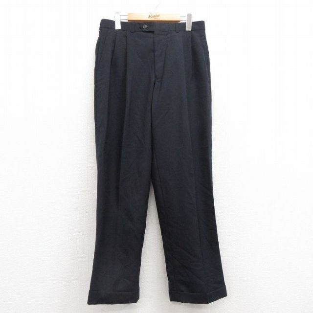 W32★古着 ラルフローレン Ralph Lauren チャップス ブランド スラックス パンツ メンズ 90年代 90s ウール カナダ製 紺 ネイビー 25mar14 中古 ボトムス ロング