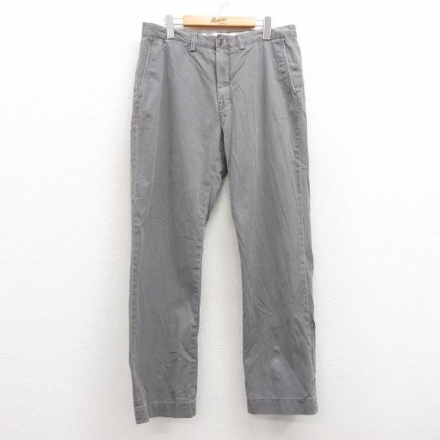 W35★古着 ラルフローレン Ralph Lauren ブランド チノ パンツ チノパン メンズ ワンポイントロゴ タロン グレー 25mar14 中古 ボトムス ロング