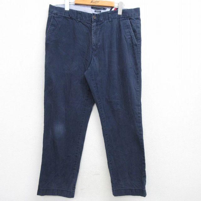 【50%OFF】トミーヒルフィガー パンツ ワンポイントロゴ ネイビー W37 | 古着