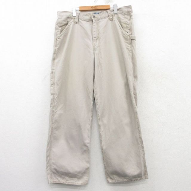 W38★古着 オールドネイビー OLD NAVY ペインター パンツ メンズ 00年代 00s コットン ベージュ カーキ 25mar14 中古 ボトムス ロング