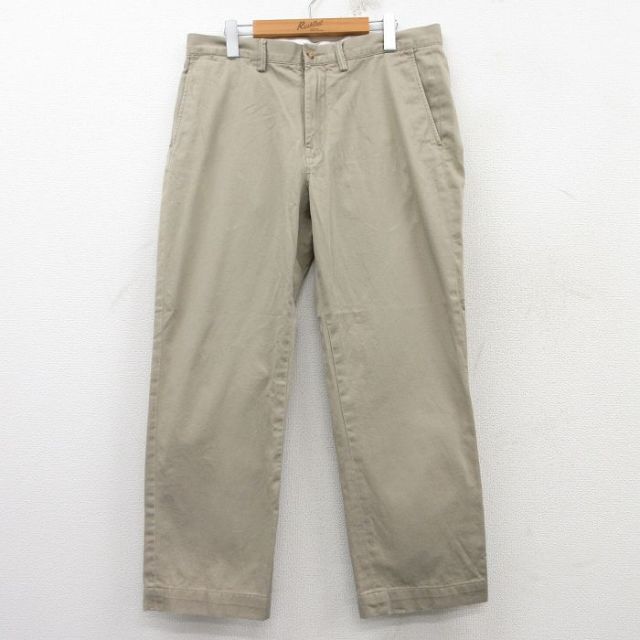 W34★古着 ラルフローレン Ralph Lauren ブランド パンツ メンズ ワンポイントロゴ コットン ベージュ カーキ 25mar14 中古 ボトムス ロング