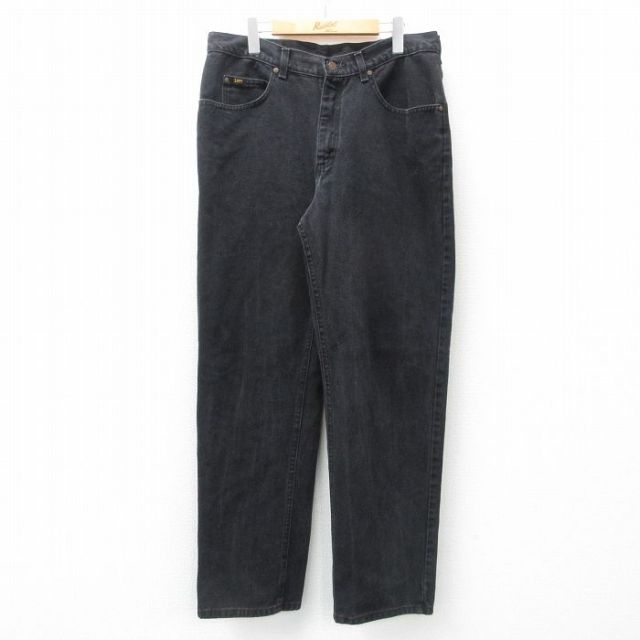 W36★古着 リー Lee ジーンズ メンズ コットン 黒 ブラック デニム 【spe】 25mar14 中古 ボトムス ジーパン Gパン ロング パンツ