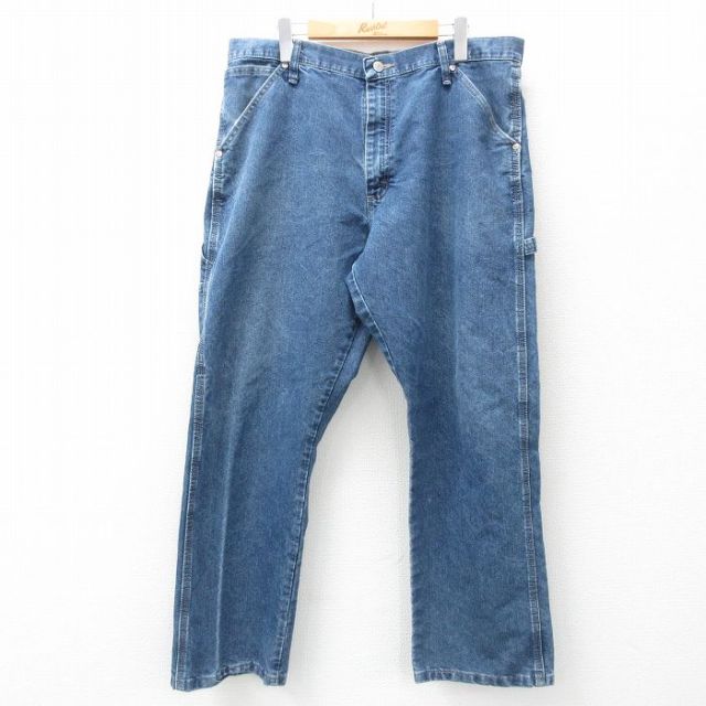 W35★古着 ラングラー Wrangler ペインター パンツ メンズ 紺 ネイビー デニム 25mar15 中古 ボトムス ロング