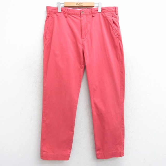 W38★古着 ラルフローレン Ralph Lauren ブランド チノ パンツ チノパン メンズ ワンポイントロゴ ピンク系 25mar15 中古 ボトムス ロング