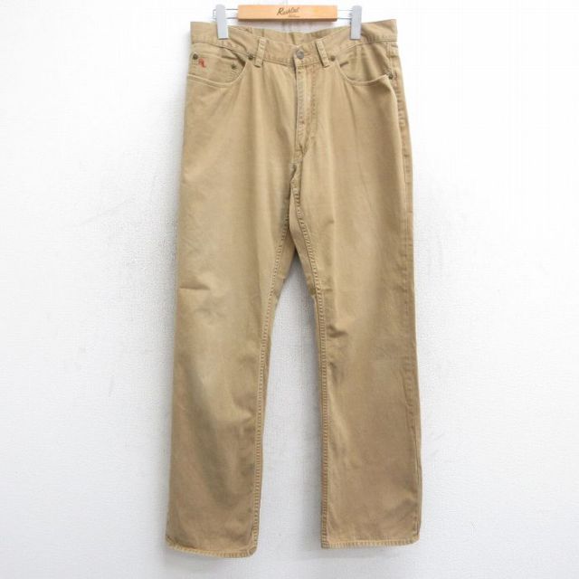W34★古着 ラルフローレン Ralph Lauren ブランド チノ パンツ チノパン メンズ コットン ベージュ カーキ 25mar15 中古 ボトムス ロング