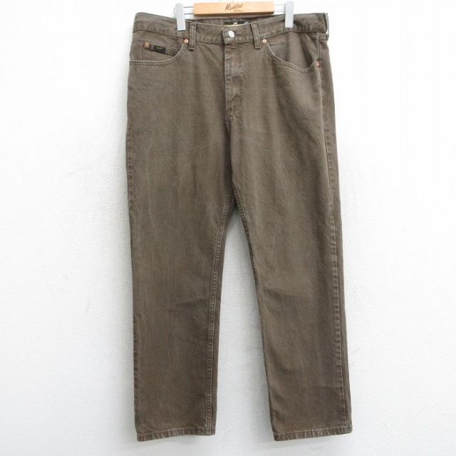 W38★古着 リー Lee ジーンズ メンズ コットン 茶 ブラウン デニム 25mar15 中古 ボトムス ジーパン Gパン ロング パンツ