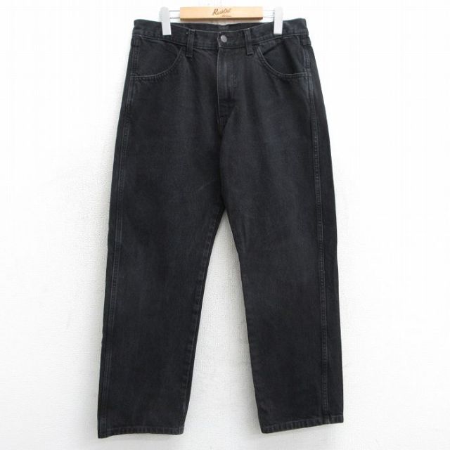 W35★古着 ラスラー ジーンズ メンズ 黒 ブラック デニム 25mar15 中古 ボトムス ジーパン Gパン ロング パンツ