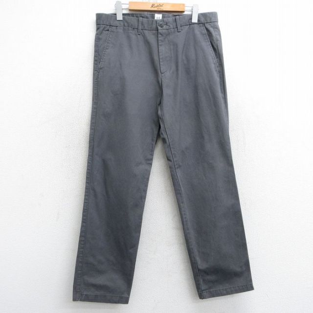 W33★古着 ギャップ GAP パンツ メンズ コットン 濃グレー 25mar17 中古 ボトムス ロング