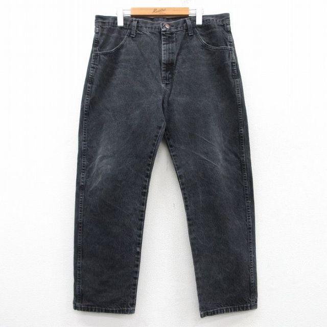 W37★古着 ラスラー ジーンズ メンズ コットン 黒 ブラック デニム 25mar17 中古 ボトムス ジーパン Gパン ロング パンツ