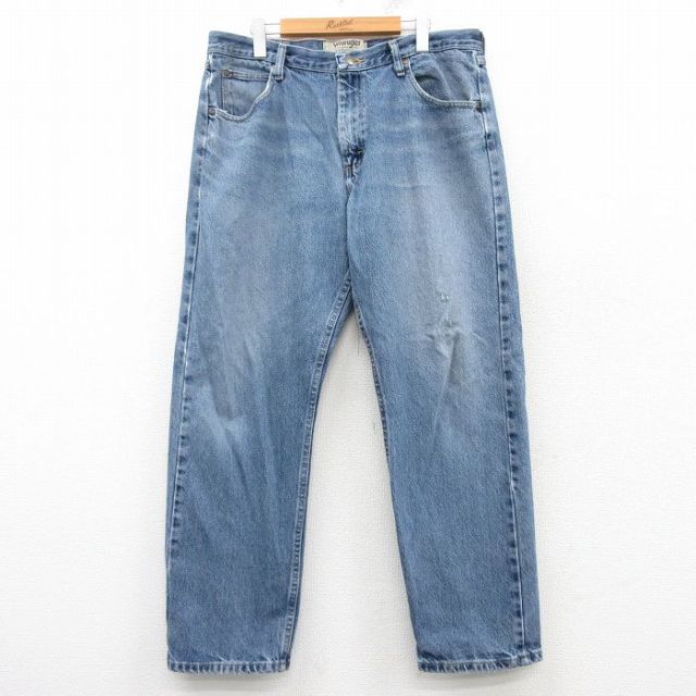 W36★古着 ラングラー Wrangler ジーンズ メンズ 紺 ネイビー デニム 25mar17 中古 ボトムス ジーパン Gパン ロング パンツ