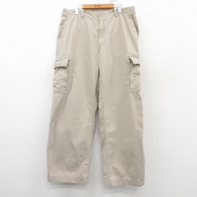 W38★古着 ギャップ GAP カーゴ パンツ メンズ ダック地 コットン ベージュ カーキ 25mar17 中古 ボトムス ロング