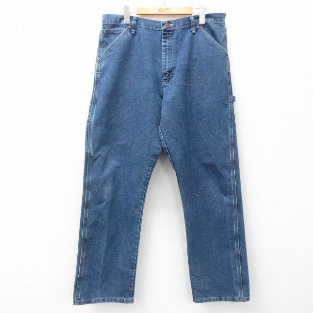 W36★古着 ラングラー Wrangler ペインター パンツ メンズ 紺 ネイビー デニム 【spe】 25mar17 中古 ボトムス ロング